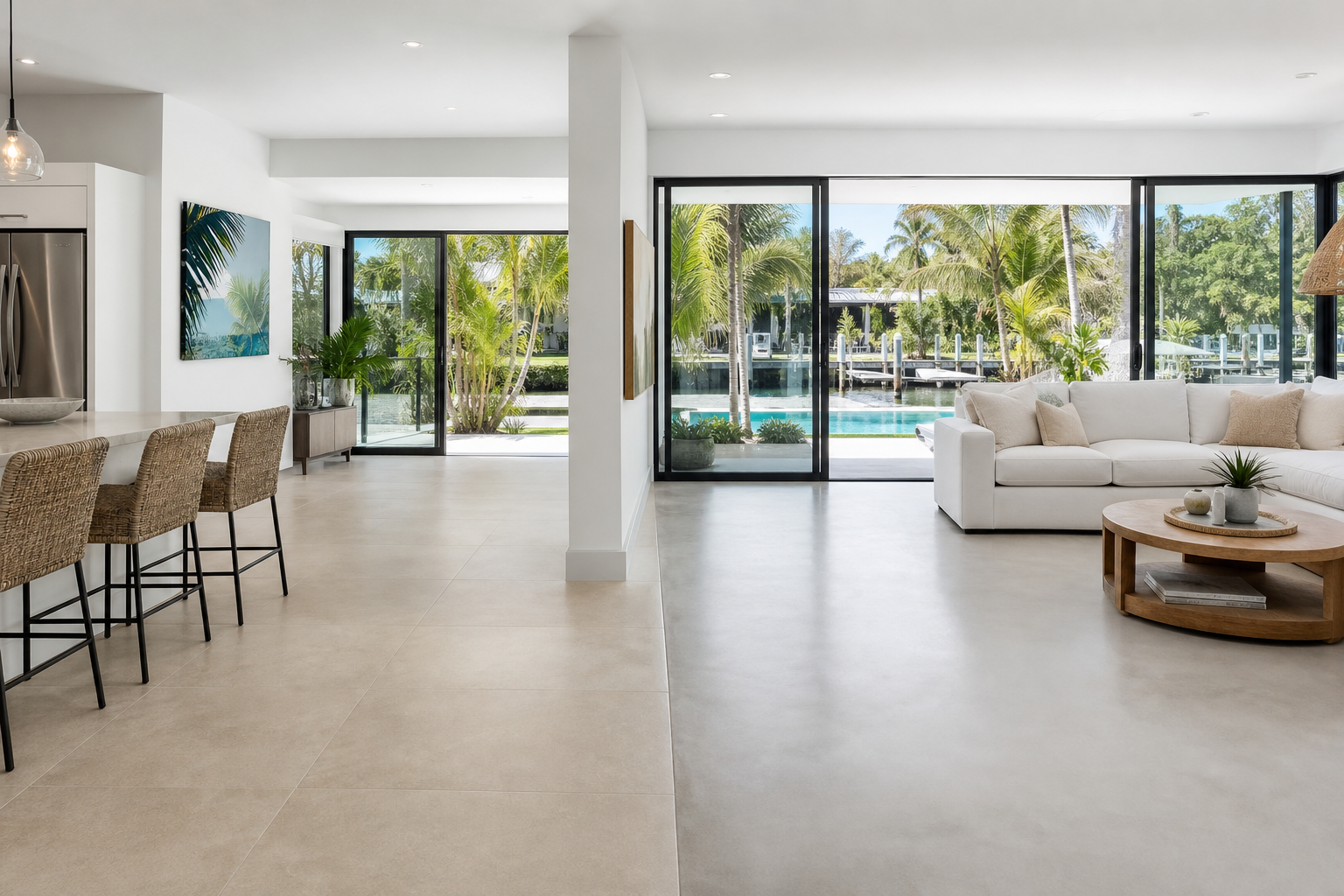 Porcelain vs Polished Concrete for South Florida Floors